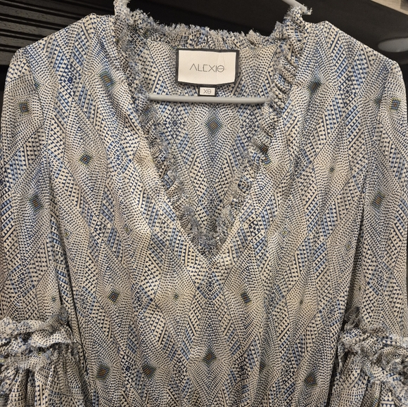 Alexis Leannie Ruffle Long-Sleeve Mini Dress Charmeuse Diamond | XS - Picture 5 of 7